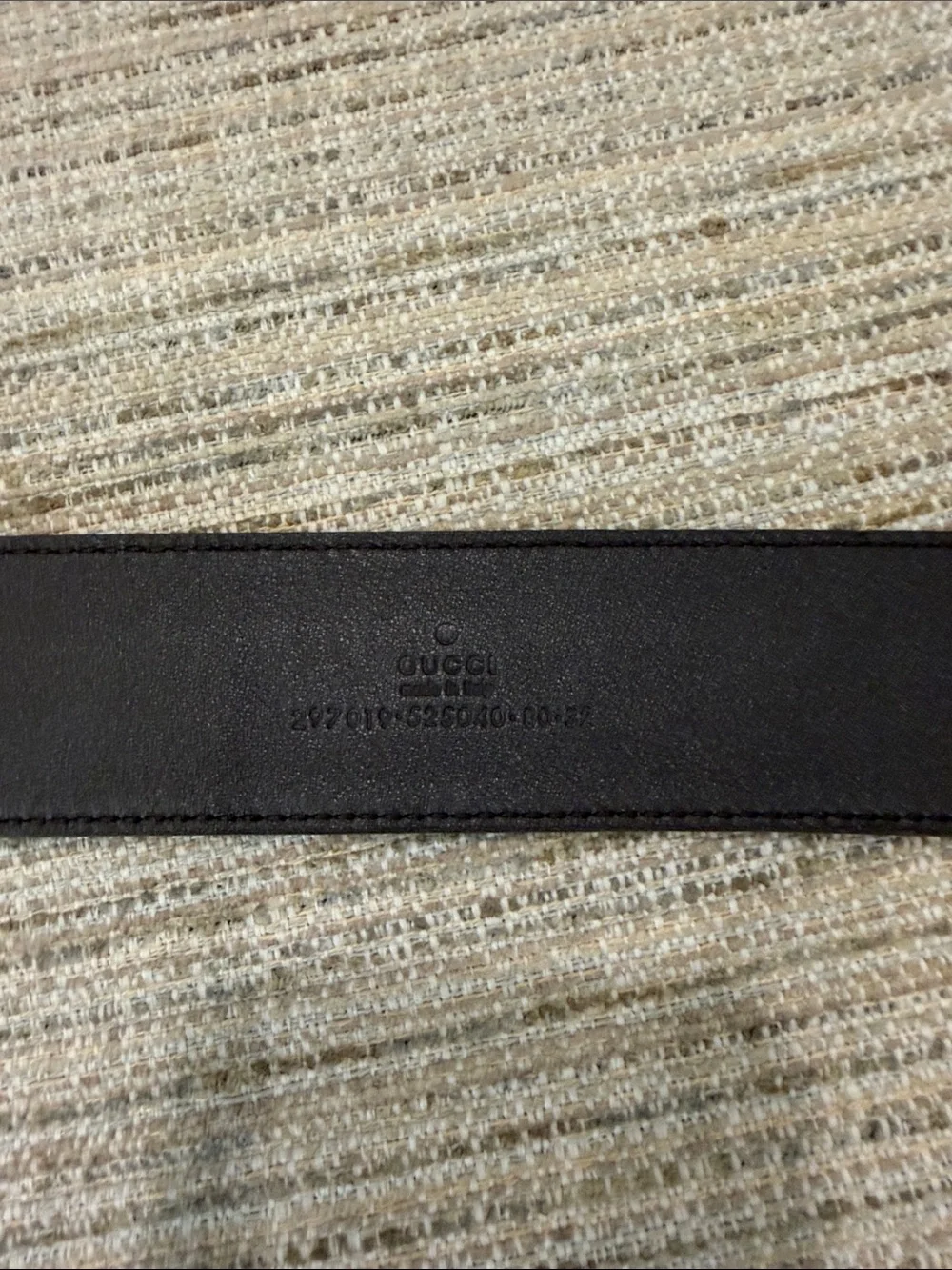 Gucci Womens’ Leather Dress Belt in Gray and Tan with Gold Buckle Sz 32